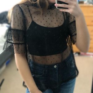 Black Mesh Blouse